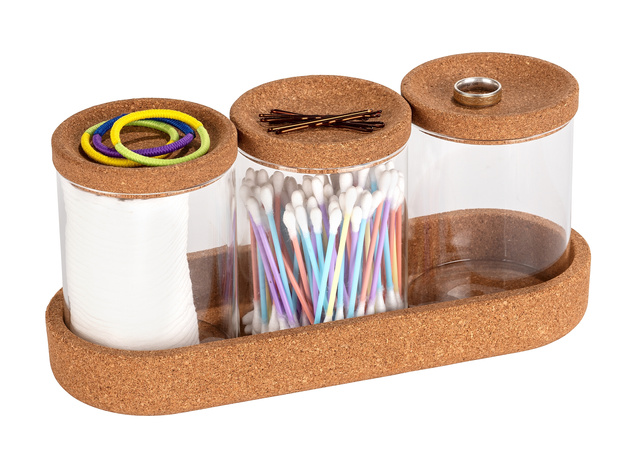 Recipiente pentru dischete și bețișoare cosmetice APIRO, 3 buc, WENKO