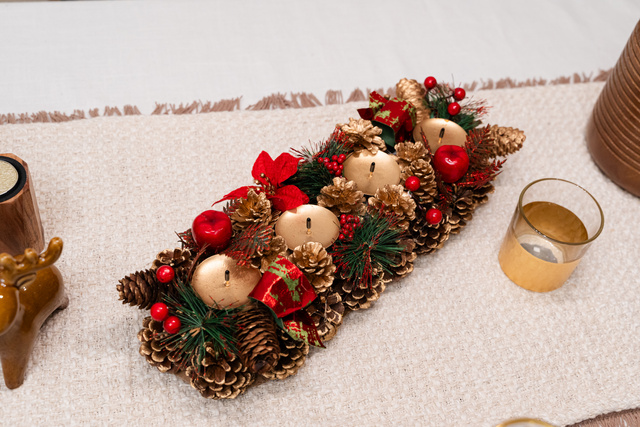 Sfeșnic din sticlă cu decor auriu, Ø 7,3 cm