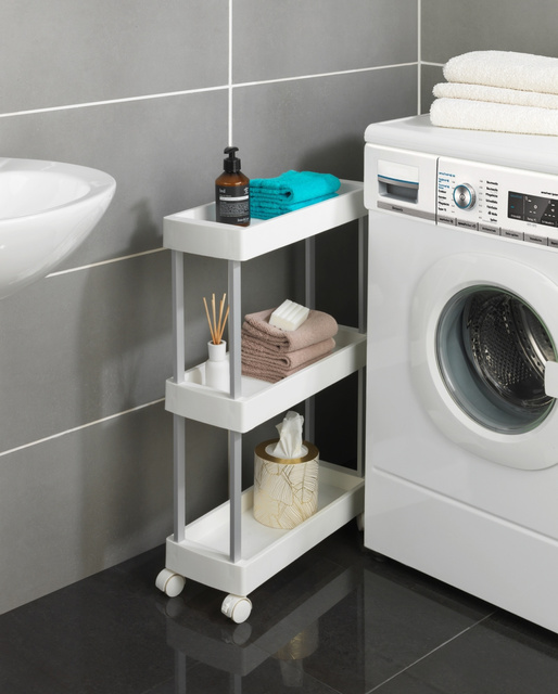 Polita etajera multifunctionala cu roti 3 rafturi MINO, Alb, WENKO