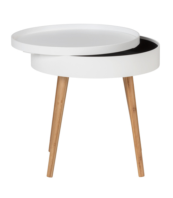 Masa de cafea FINJA, bambus, rotunda, alba, Wenko