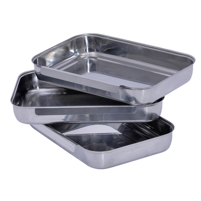 Set 3 tavi servire/preparare, Inox, 22x16x3 cm