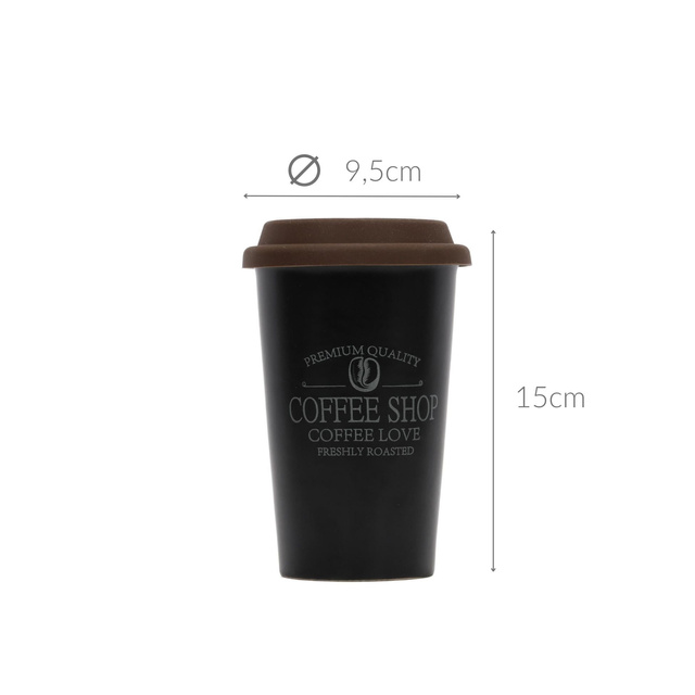 Cana de cafea pentru masina COFFEE SHOP, capac din silicon, 440 ml