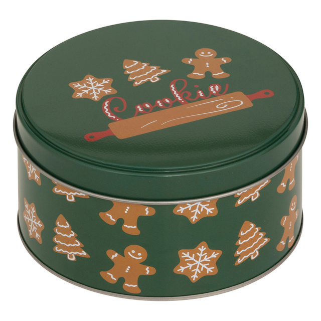 Recipient rotund pentru biscuiți, metal, 3 bucăți, verde