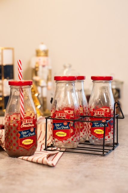 Set de Crăciun MERRY X-MASS: 4x borcan, suport metalic