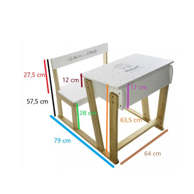 Birou retro pentru copii cu spatiu de depozitare, Atmosphera , alb