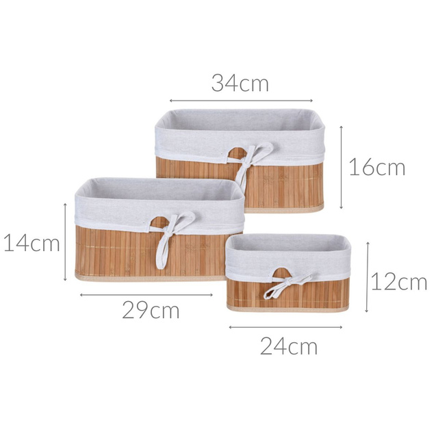 Set 3 Cosuri de depozitare Bambus