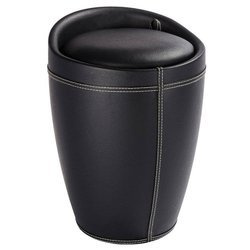 Pufa CANDY BLACK - coș de rufe, 2 în 1, WENKO, negru