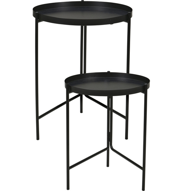 Set două mese laterale metalice, Ø 31 cm, Ø 36 cm