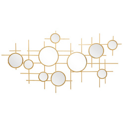 Decoratiune perete din metal si oglinzi, 117 x 61 cm