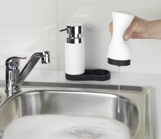 Dispenser săpun și recipient din silicon pentru lichide, set 2-în-1 pentru bucătărie sau baie - 250 ml, WENKO