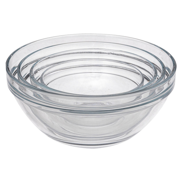 Set 4 boluri din sticla, capace colorate