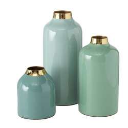 Set vaze albastre cu detaliu auriu, 3 buc