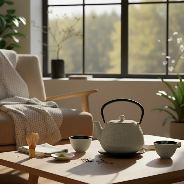 Căldare din fontă cu cești și suport KOGA, 1200 ml, albă