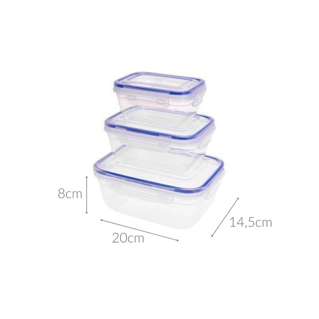 Set caserole pentru alimente, 3 bucati, plastic