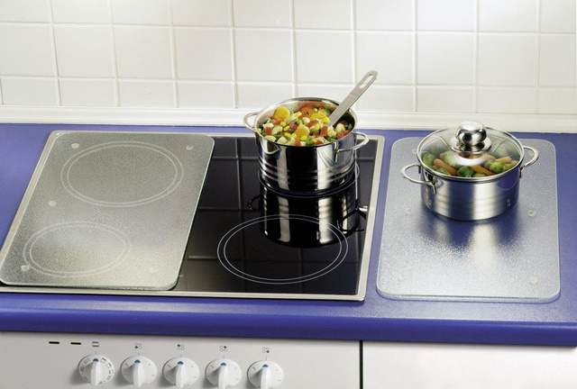 Plăci de protecție din sticlă pentru aragaz - 2 bucăți în set, WENKO, transparente