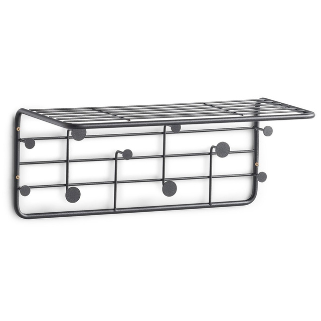 Cuier cu poliță, 10 cârlige, metal, ZELLER