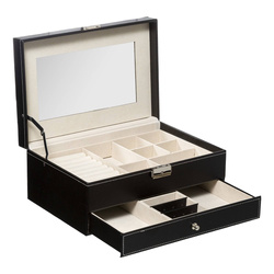 Cutie bijuterii, neagră, MDF, 20,5 x 30,5 x 13 cm