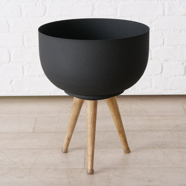 Set 3 ghivece pentru flori din metal Topco, negru