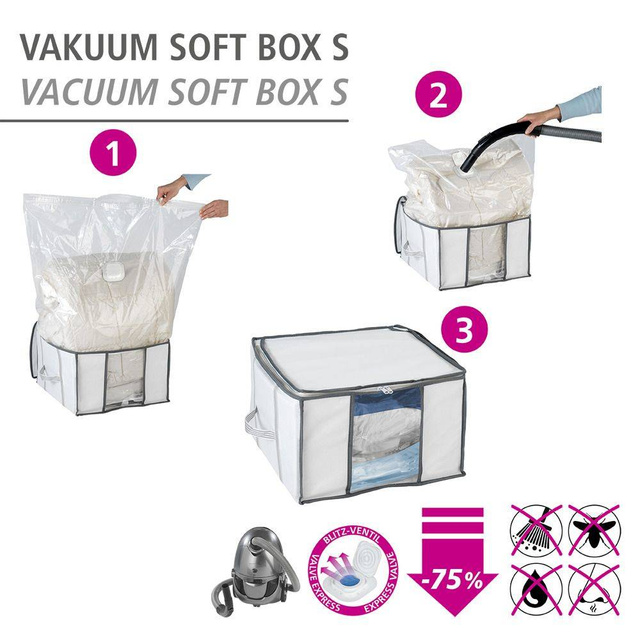 Husă pentru lenjerie de pat, haine SOFT + sac vacuum, dimensiune S, WENKO