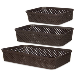 Coșuri din plastic pentru depozitare, set 3 buc.