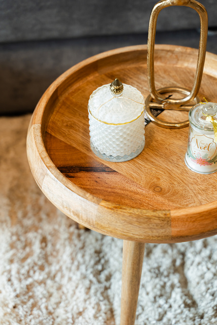 Masuta de cafea Herve, set 2 bucati, lemn de mango