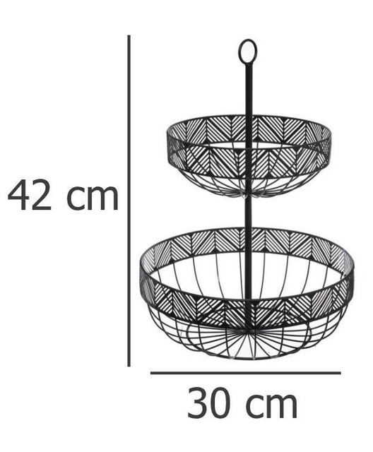 Fructiera FRIZE, metalică, 2 nivele, neagră