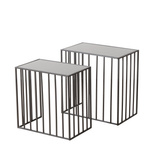 Set 2 masute de cafea metalice Joris, blat oglinda