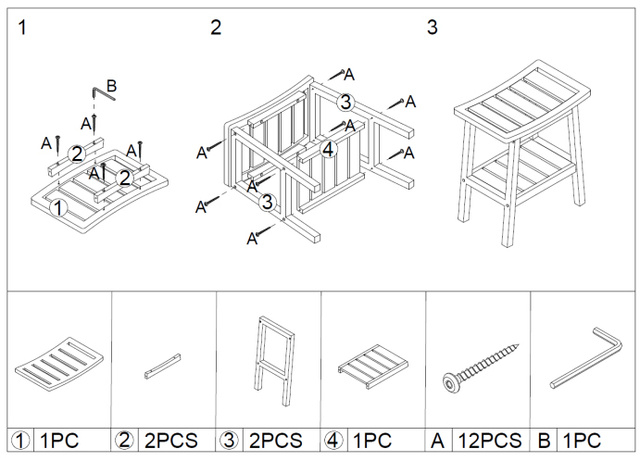 Taburet din bambus cu raft pentru accesorii