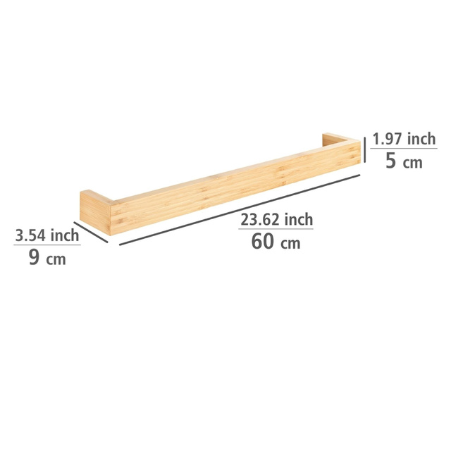 Suport pentru prosoape BAMBOO, bambus, maro deschis, 60 x 9 x 5 cm, WENKO