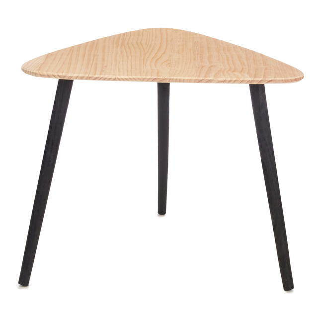 Masuta de cafea triunghiulara cu blat din lemn, 64 x 60 x 48 cm