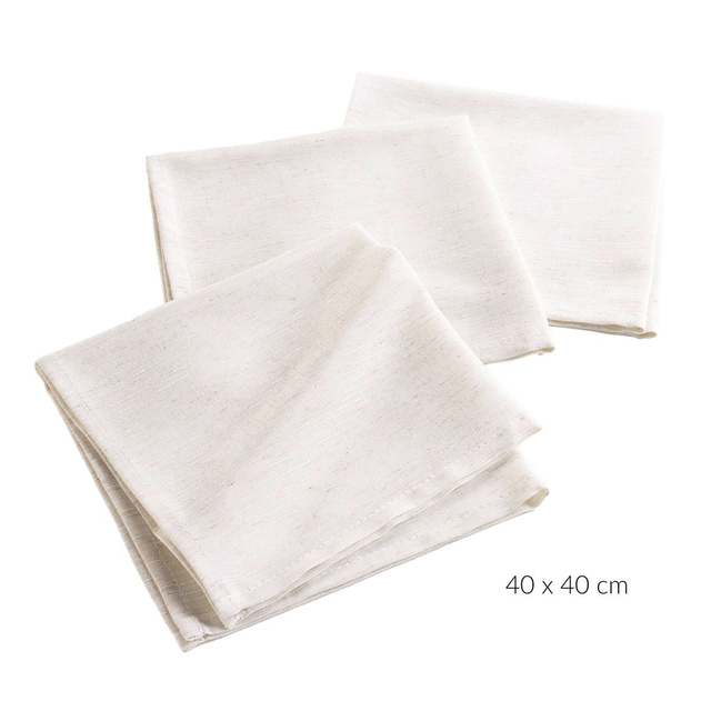 Set de trei şerveţele de masă, imitaţie de in, 40 x 40 cm