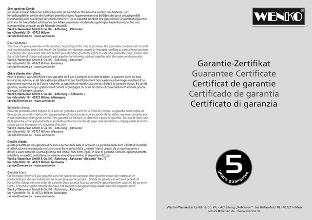Perie WC cu suport Quadro, Alb, 37x12,5x9,5 cm, WENKO
