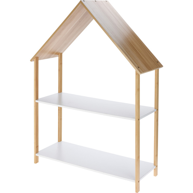 Raft pentru camera copilului, casă, bambus și MDF, 80 x 30 x 108 cm