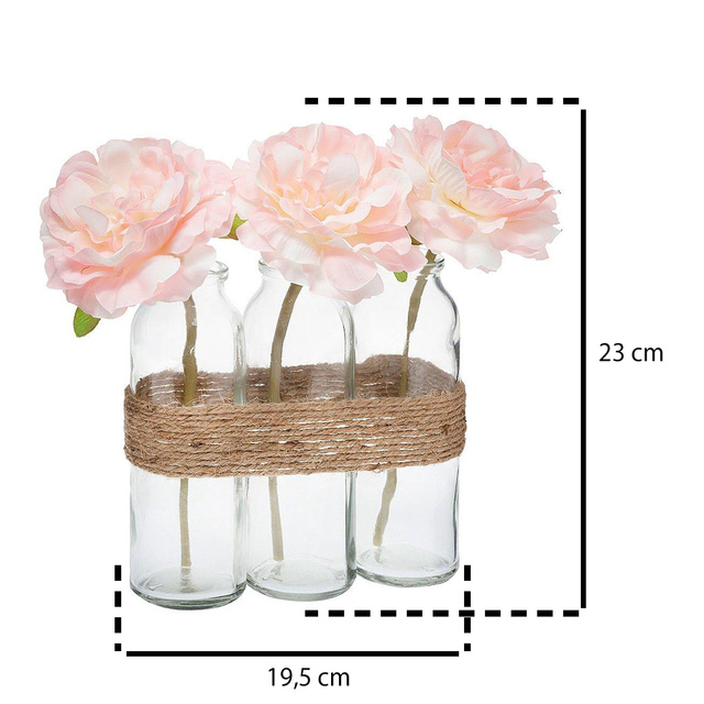 Flori artificiale in vaza de sticla, 3 bucati