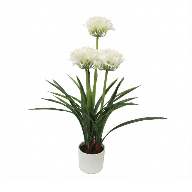 Floare artificială în ghiveci Agapant, 50 x 80 cm, albă