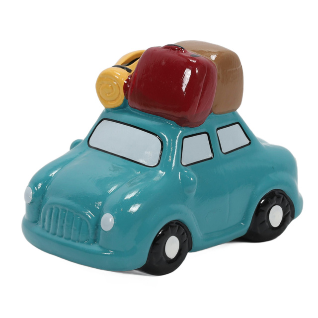 O pușculiță din ceramică colorată cu motiv de călătorie