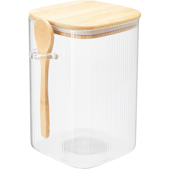 Recipiente ZUNI din sticlă cu capac, sticlă canelată