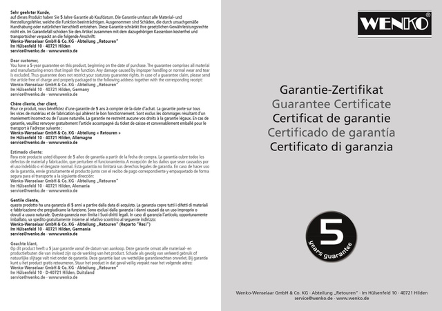 Cap de duș cu economie de apă, Ø 12 cm, negru mat, WENKO