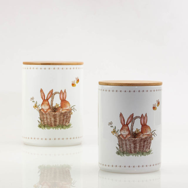 Recipiente de bucatarie din ceramica Charmy, model cu iepuras, 2 bucati