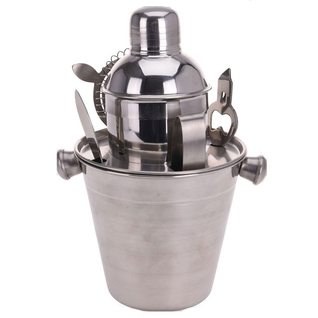 Set barman de cocktail cu shaker si racitor, 6 bucati