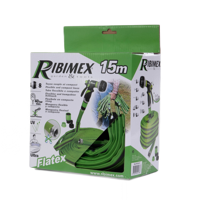 Furtun de gradina extensibil cu capat pistol cu 8 moduri RIBIMEX