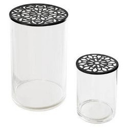 Set vaze de sticlă cu capac, 2 bucăți