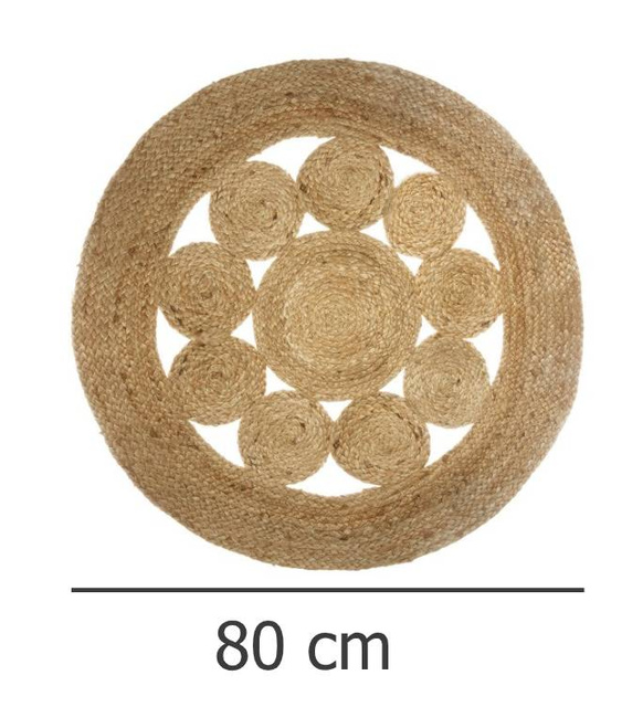 Covor decorativ din iută rotund, Ø 80 cm