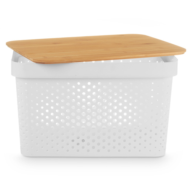 Recipient mare din plastic cu capac din bambus, 36 x 26 x 22 cm