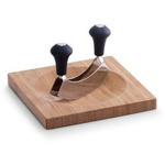 Placă de bambus pentru tăiat ierburi + tocător