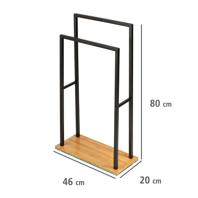 Umeraș pentru prosoape de baie BAMBOO, 2 brațe, cu bază din bambus, WENKO