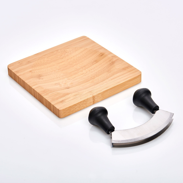 Placă de bambus pentru tăiat ierburi + tocător