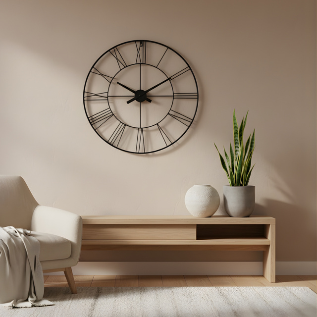 Ceas de perete în stil industrial ARATIO, Ø 70 cm, negru