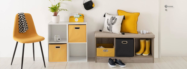 Raft decorativ gri cu 6compartimente