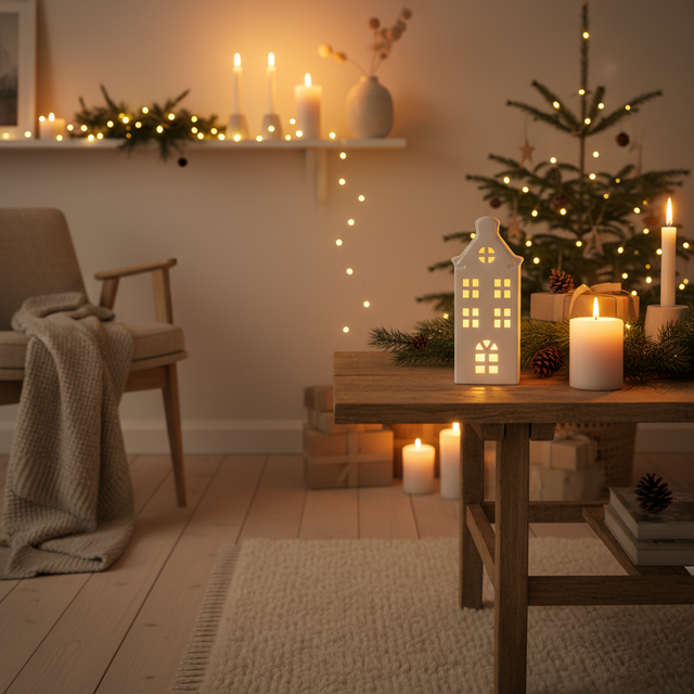 Lampă LED în formă de casă, 24 cm, albă, model 2